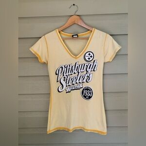 Pittsburgh Steelers NFL TEAM APPAREL Women’s Y2K v-neck babydoll t-shirt sz S